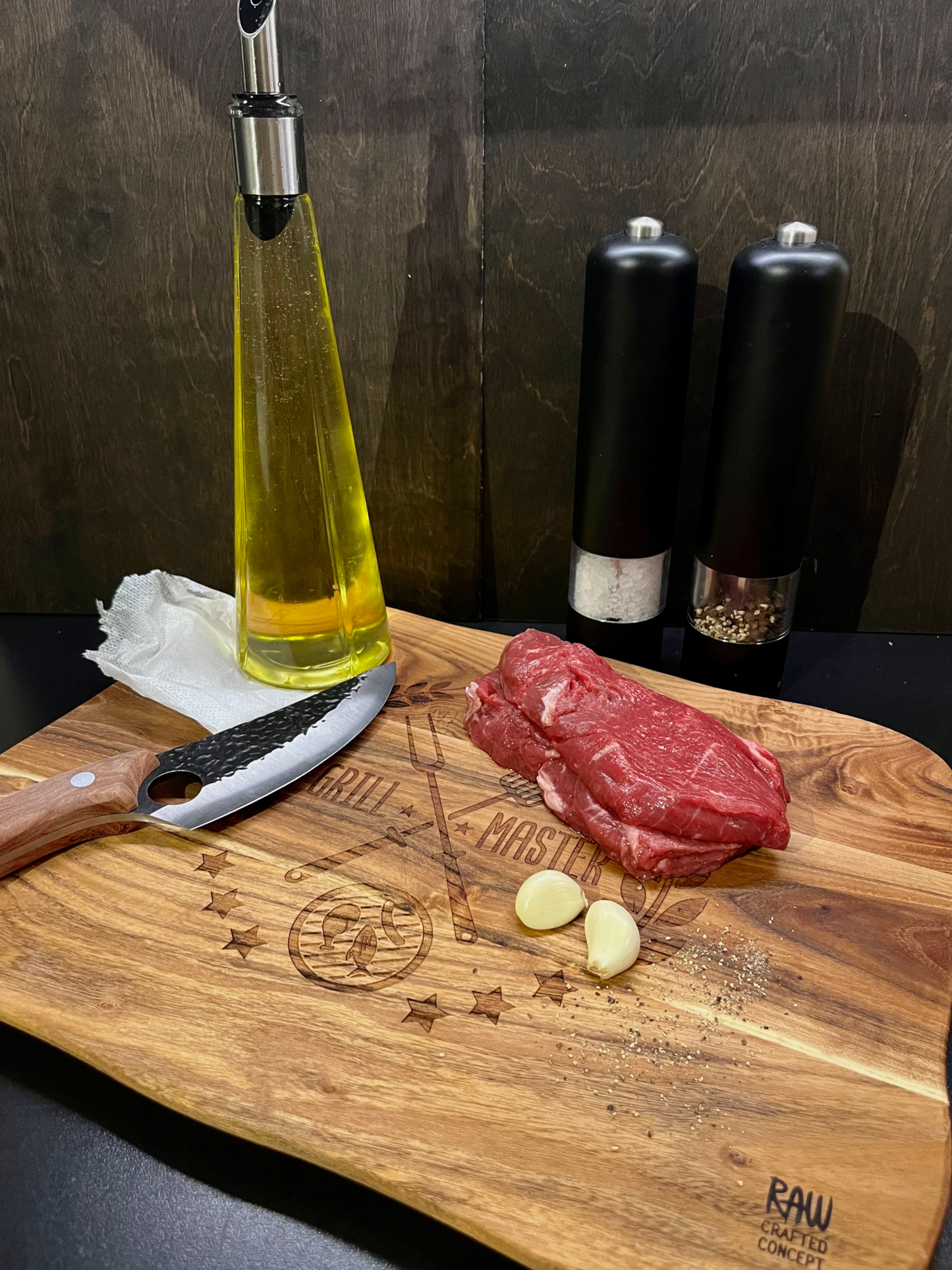 Teak skjærefjøl med egen tekst - Stor