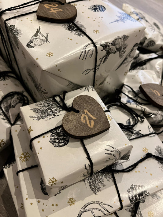 Merker for gavekalender 24stk flotte hjerter