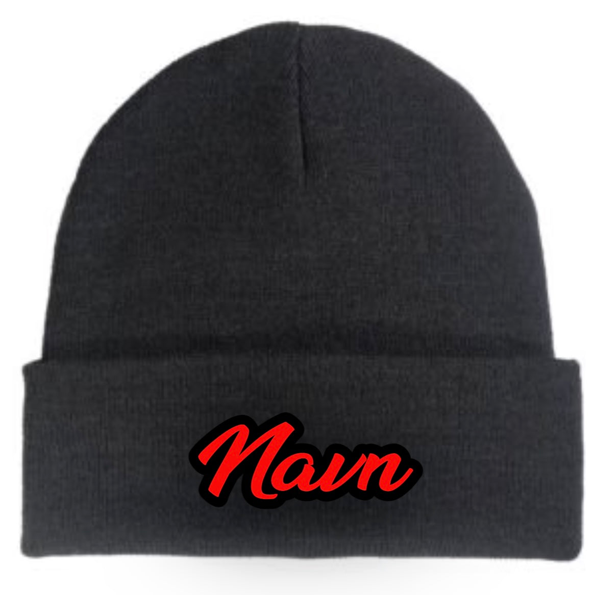 Lue med brodert tekst