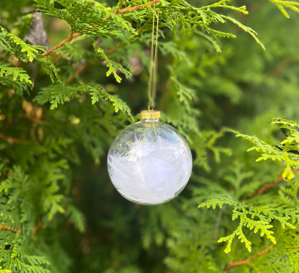 Julekule i glass med personlig navn
